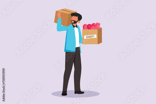 Charity, support and donation concept. Colored flat vector illustration isolated.