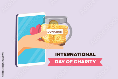 Charity, support and donation concept. Colored flat vector illustration isolated.