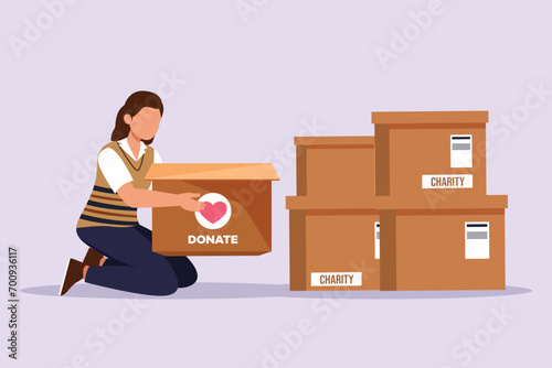 Charity, support and donation concept. Colored flat vector illustration isolated.