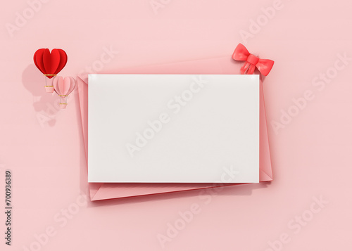 Valentine's Day festival with hearts and text space ,3D illustration