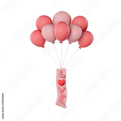 Valentine's Day festival with hearts and text space ,3D illustration