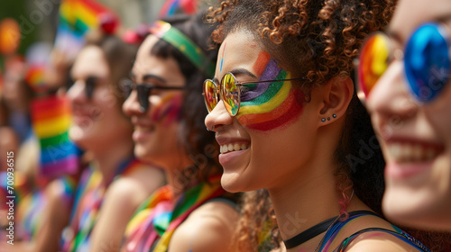 Young people at Pride Parade celebrate LGBTIQA+ social and self-acceptance, achievements, and legal rights