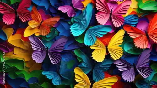 Colorful paper butterflies background