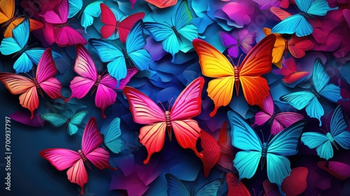 Colorful paper butterflies background photo