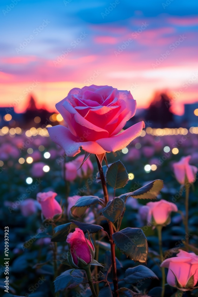 Obraz premium Urban Serenity Close-Up of Rose Field