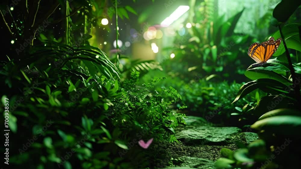 garden filled with plants that glow with an eerie green light in the darkness, seamless looping video background animation garden filled with plants that glow with an eerie green light in the darkness, seamless looping video background animation