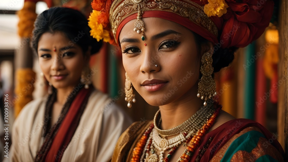 The beauty of Indian Women in Traditional Clothing, Women's Day Art