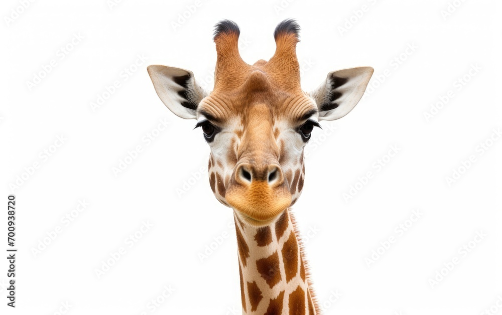 Giraffe head face look funny on isolated a white background