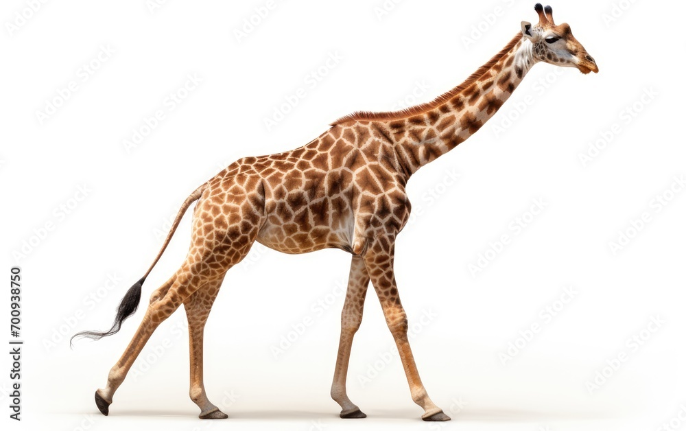 Fototapeta premium Adult Giraffe Walking isolated white background