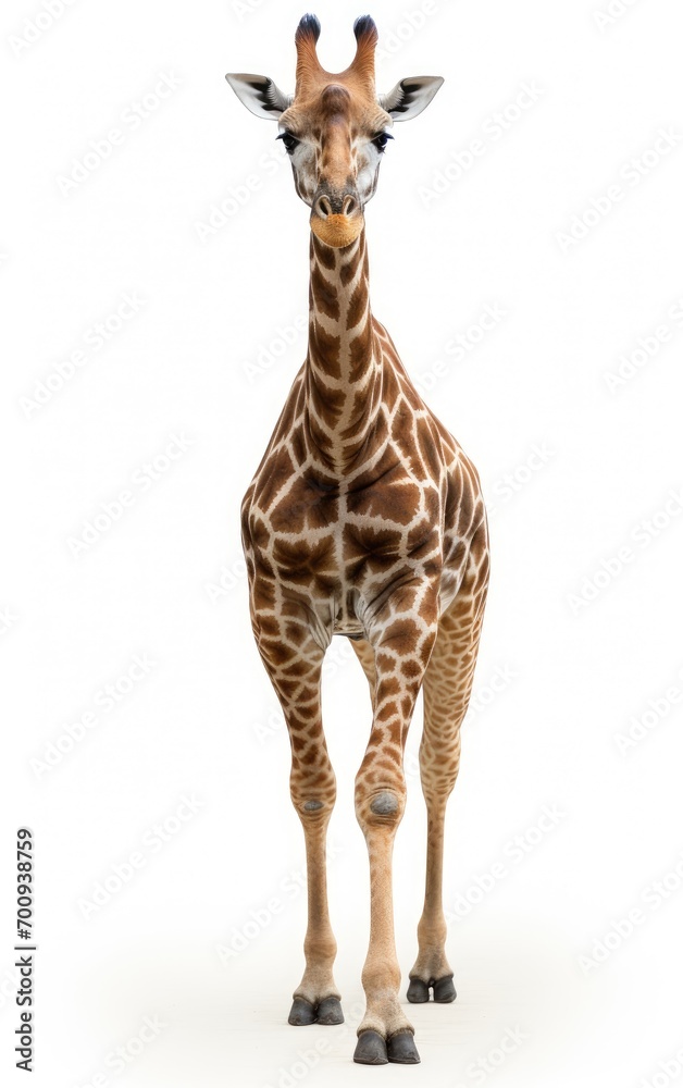 Side view of a Giraffe Standing on isolated white background