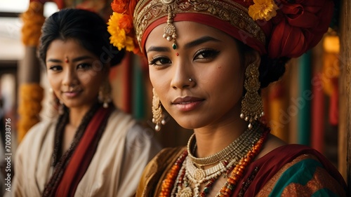 The beauty of Indian Women in Traditional Clothing, Women's Day Art