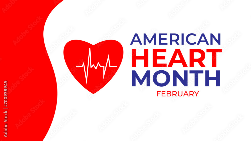 National Heart month is observed every year in February, to adopt healthy lifestyles to prevent heart disease (CVD). suit for banner, cover, flyer, poster, backdrop, plain. vector illustration