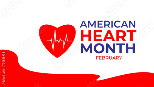National Heart month is observed every year in February, to adopt healthy lifestyles to prevent heart disease (CVD). suit for banner, cover, flyer, poster, backdrop, plain. vector illustration