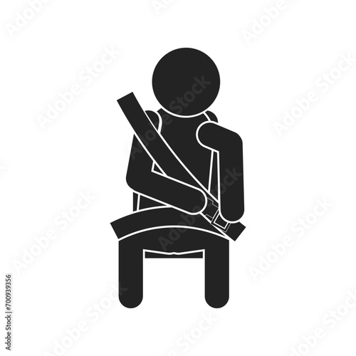 Isolated pictogram icon of wear or fasten your seat belt for car, train, airplane for driver and passenger safety sign