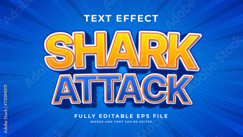 Editable vector shark attack text effect