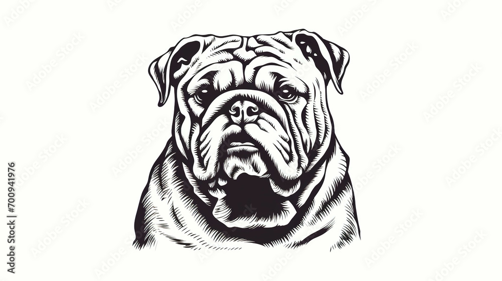 Illustration of british bulldog dog in block print style. Illustration of british bulldog dog in block print style.