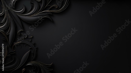 abstract black background with embossed floral ornament photo
