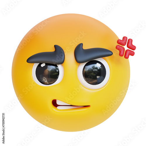 3d annoyed face emoticon icon illustration