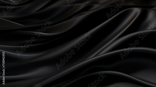 Black silk drapery fabric background.