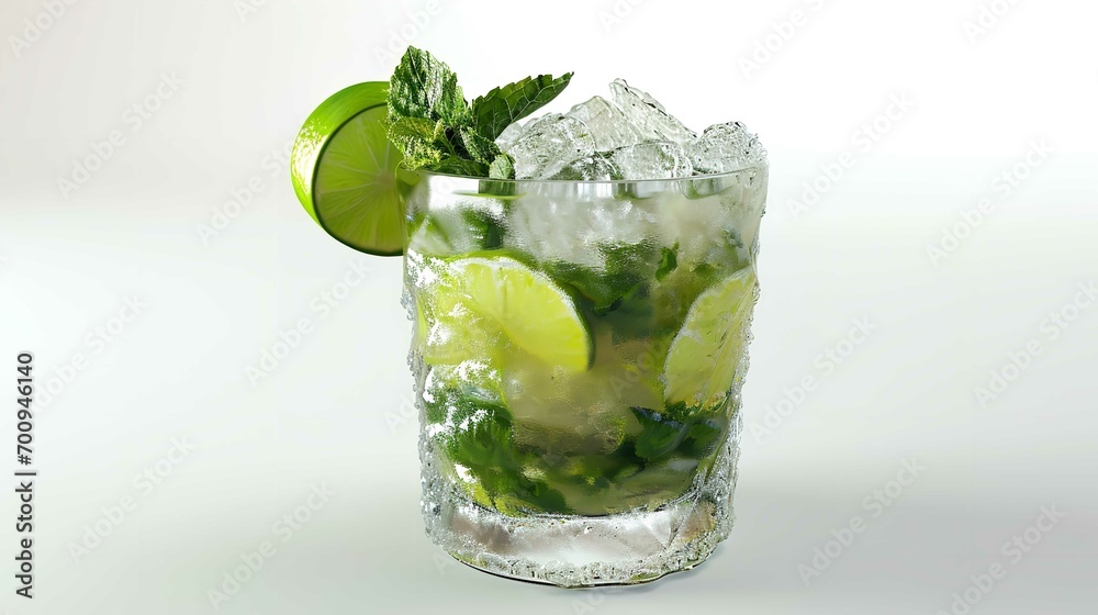 Caipirinha Cocktail Isolated on White Background Culinary Refreshment in Every Sip Caipirinha Cocktail Isolated on White Background Culinary Refreshment in Every Sip