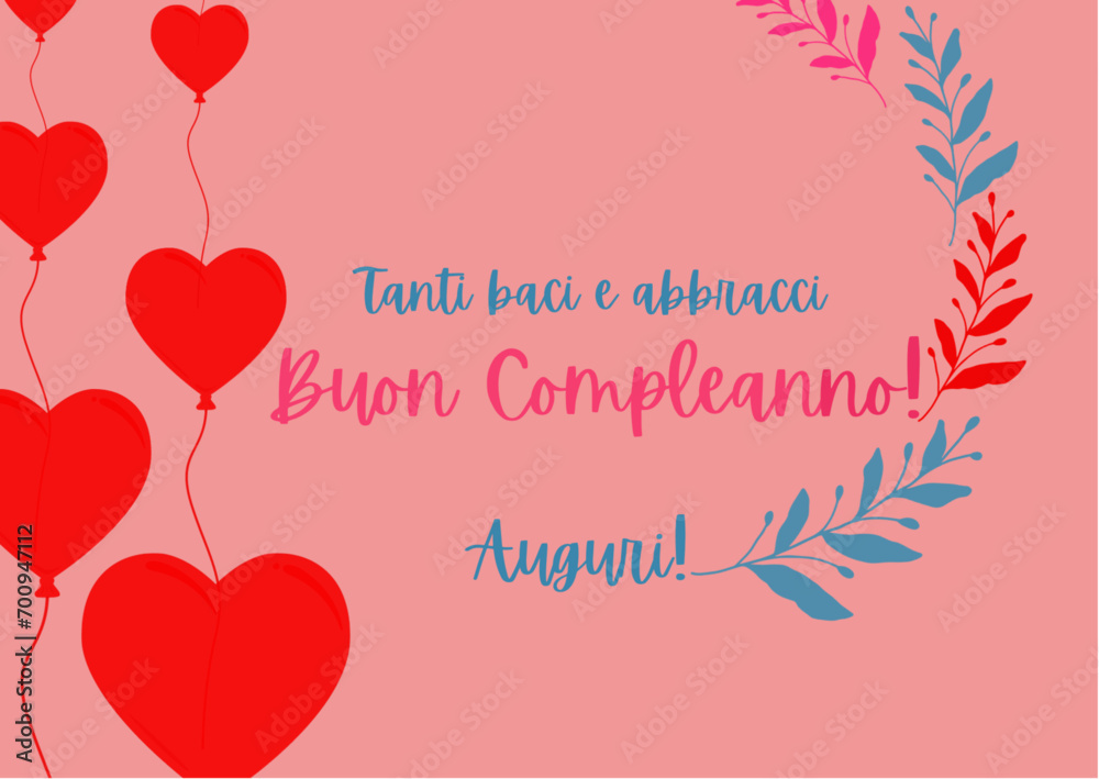 Buon Compleanno Baci e Abbracci_cartolina augurale_TSP.