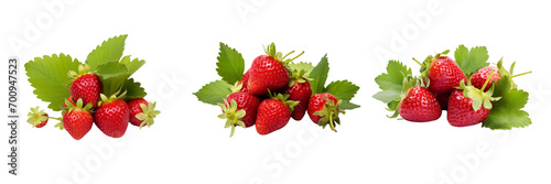 Luscious strawberries nestled amid leaves Png photo