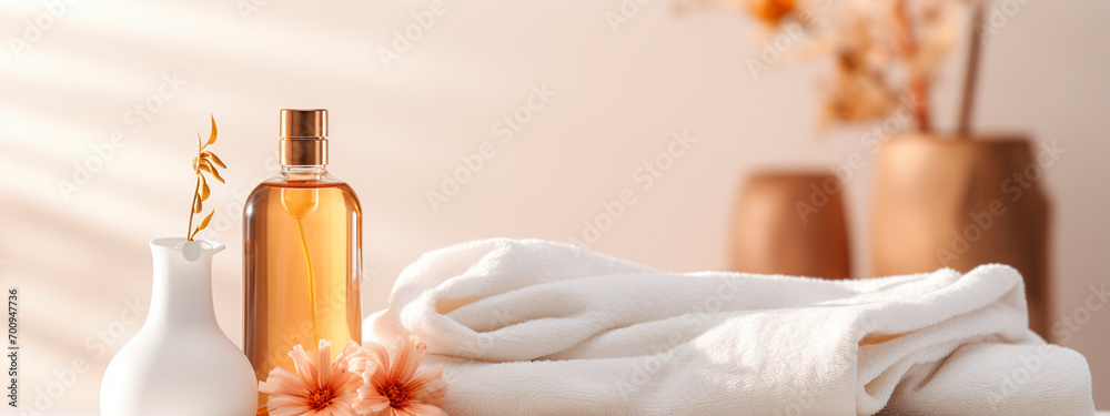 concept of care or spa.soap and towel on a light background