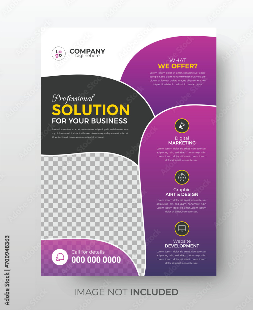 Fototapeta premium corporate commercial business flyer design | modern bifacial flyer design, leaflet design