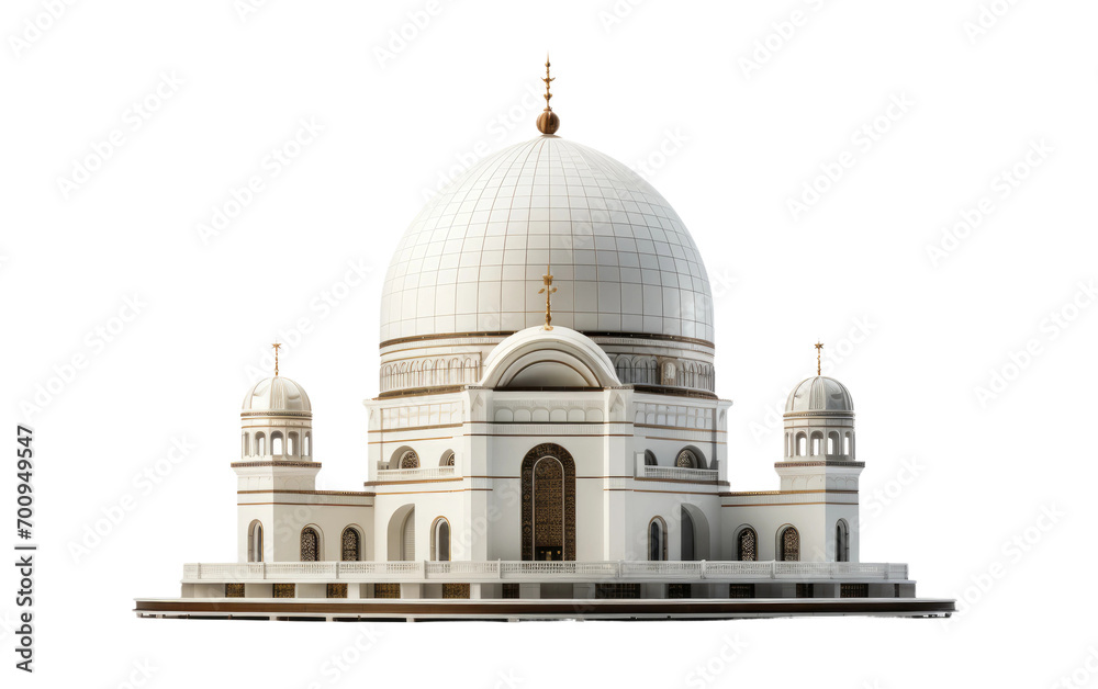 White Elegance: Observatory Dome Model in Exquisite Detail on a White or Clear Surface PNG Transparent Background.