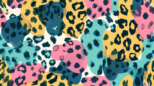 Minimalist animal pattern. Creative abstract fauna print in vivid colors