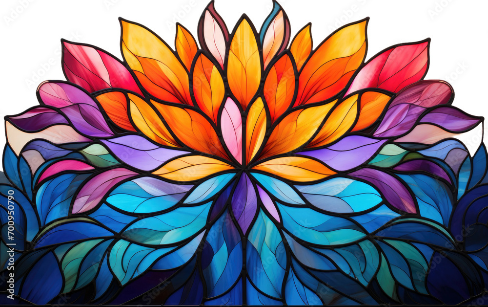 Colorful Stained Glass Art Flower on a White or Clear Surface PNG Transparent Background. Colorful Stained Glass Art Flower on a White or Clear Surface PNG Transparent Background.