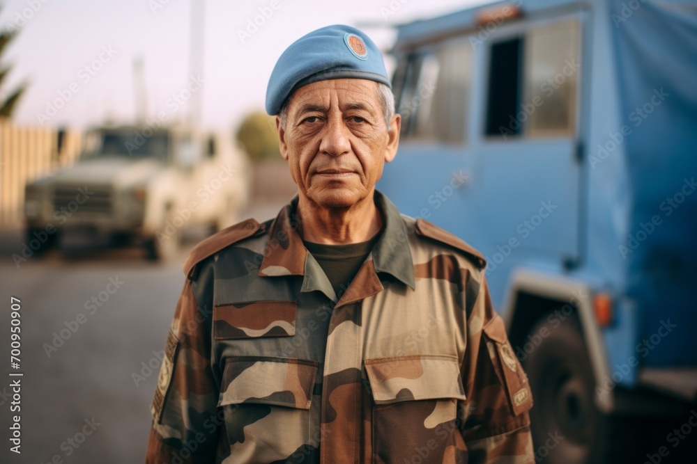 Portrait of an elderly man in a military uniform on the street Portrait of an elderly man in a military uniform on the street