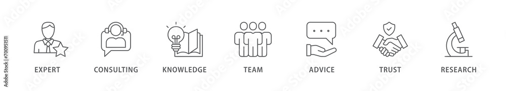 Expertise banner web icon vector illustration concept representing high-level knowledge and experience with an icon of expert, consulting, knowledge, team, advice, trust, and research Expertise banner web icon vector illustration concept representing high-level knowledge and experience with an icon of expert, consulting, knowledge, team, advice, trust, and research