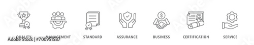 ISO 9001 banner web icon vector illustration concept with icon of quality, management, standard, assurance, business, certification and service