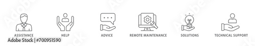IT Expert banner web icon vector illustration concept with icon of assistance, help, advice, remote maintenance, solutions and technical support
