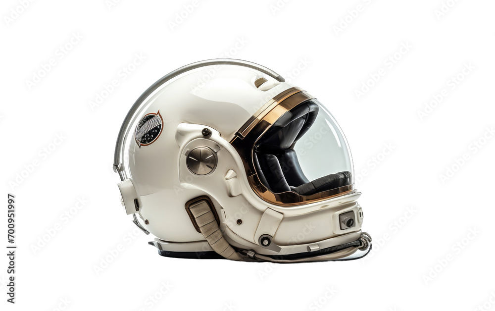 Fototapeta premium Exploring the Meticulous Craftsmanship of an Isolated Astronaut Helmet Replica on a White or Clear Surface PNG Transparent Background.