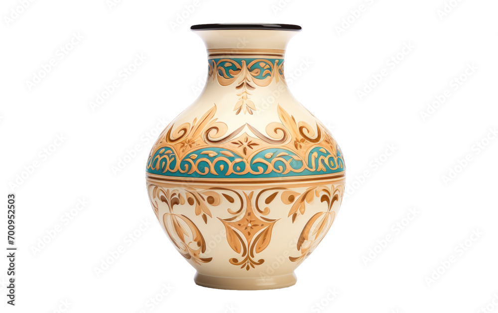A Detailed Look at the Ceramic Vase in Isolated Brilliance on a White or Clear Surface PNG Transparent Background.