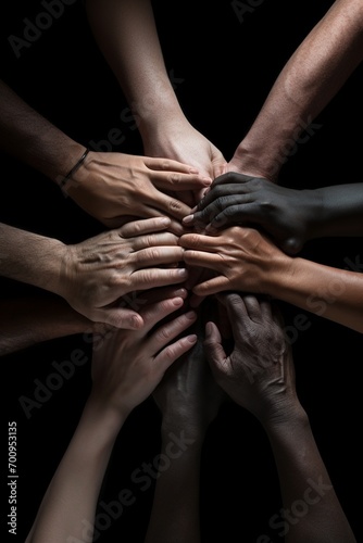 Diverse hands together in unity