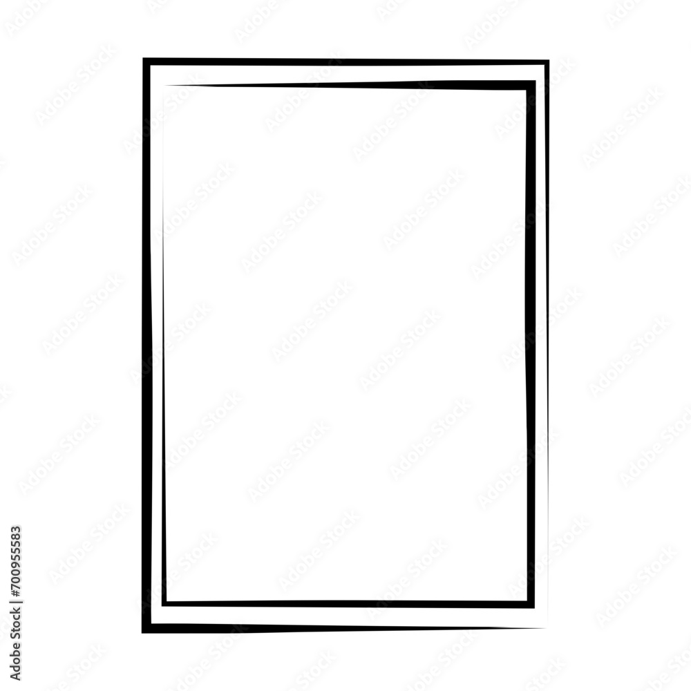 Grunge frame shape icon, vertical rectangle decorative vintage border doodle element for simple banner design in vector illustration
