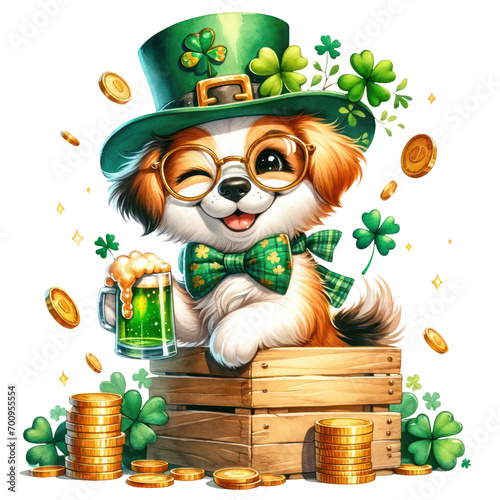 Cute Dog St Patrick's Day Clipart Illustration