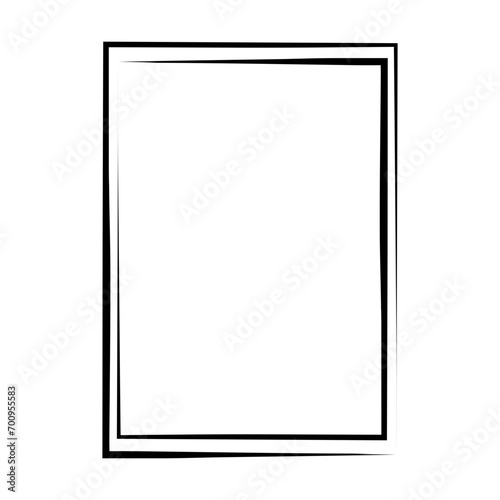 Grunge frame shape icon, vertical rectangle decorative vintage border doodle element for simple banner design in vector illustration 