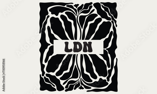 Abstract groovy floral poster LDN. Modern trendy LDN minimalist style. Hand drawn for wallpaper, poster concept template perfect for postcards Tee Shirt Hoodie design photo