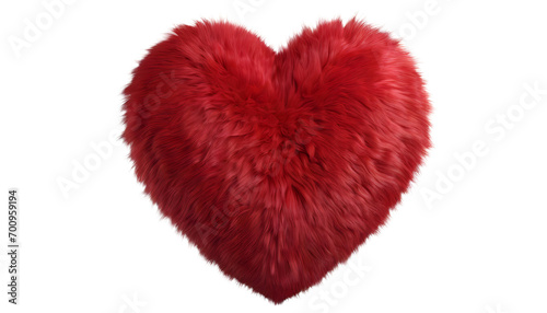 Red fur heart isolated.