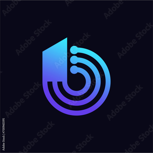 Abstract letter B modern logo icon design concept. Creative bright gradient symbol photo