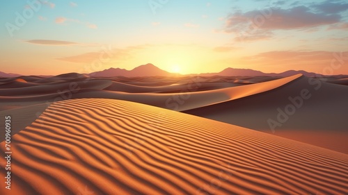 Golden Horizon, A Celestial Dance of Dunes at Sunset