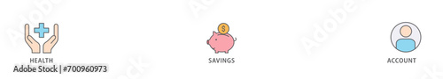 HSA banner web icon vector illustration concept for health saving account with icon of healthcare, growth, id card, and accounting
