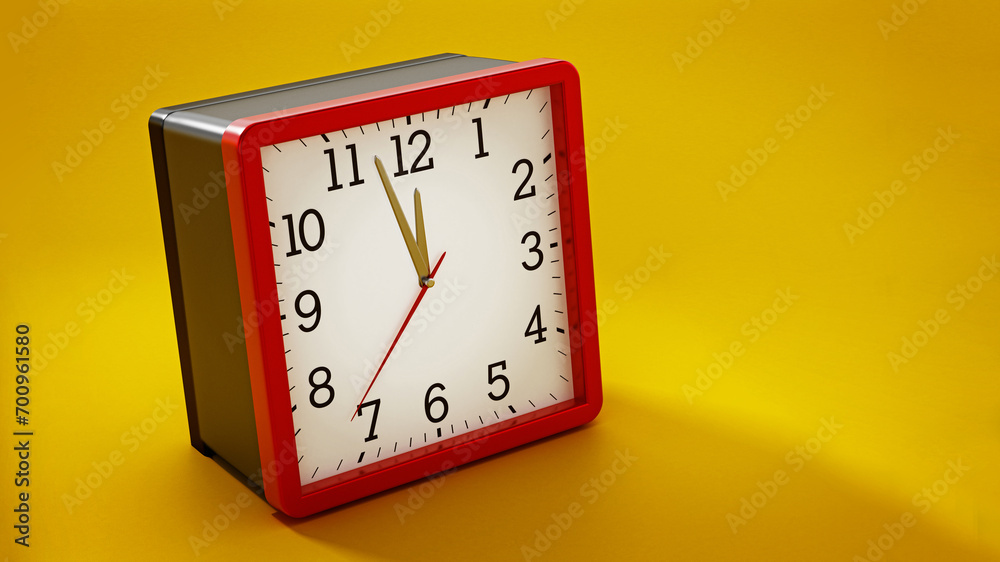 Square alarm clock at nearly twelve o'clock. 3D illustration Square alarm clock at nearly twelve o'clock. 3D illustration