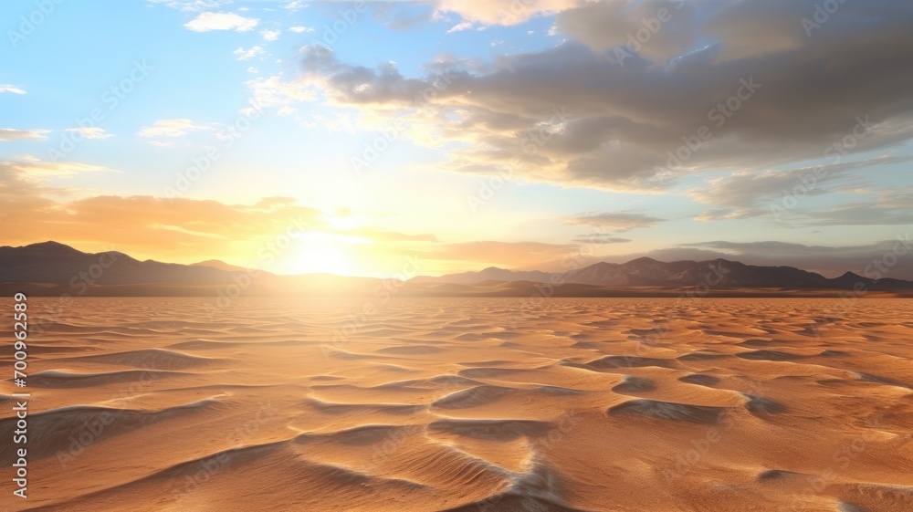 Golden Tranquility, A Desert Sunset Panorama