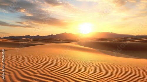 Golden Tranquility  A Desert Sunset Panorama