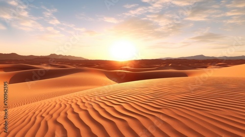 Golden Tranquility  A Desert Sunset Panorama